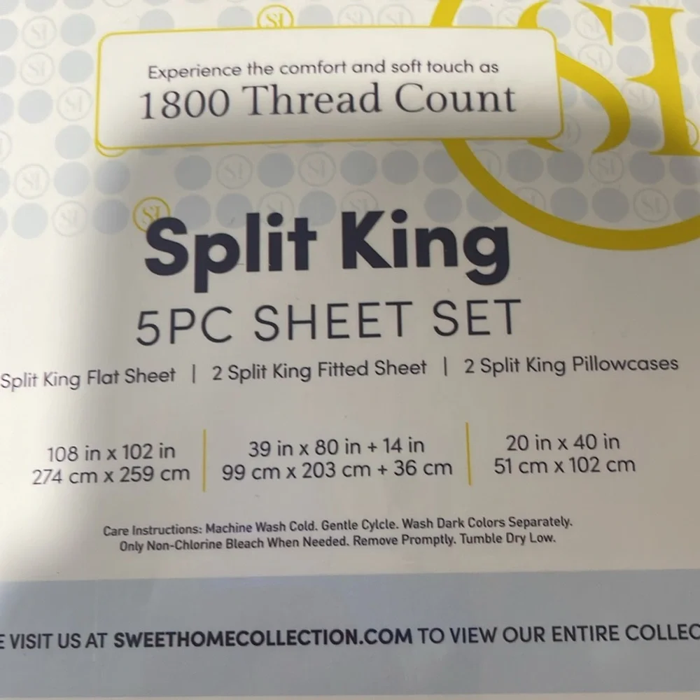 Sweet Home Collection Split king Sheet set